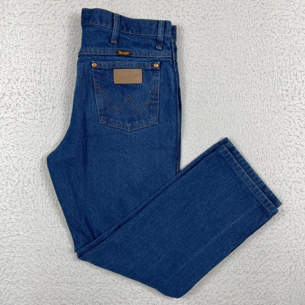 Wrangler Jeans Mens 34x32 (Fit 34x27) Blue Slim Fit Cowboy Cut Western Workwear